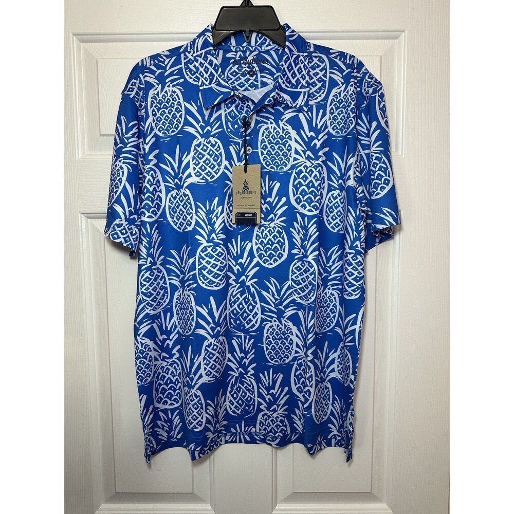 Size M Chubbies Men's Performance Polo 2.0 Shirt Thigh Napple Blue NEW